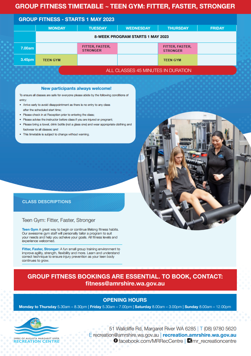 Teen Gym Timetable